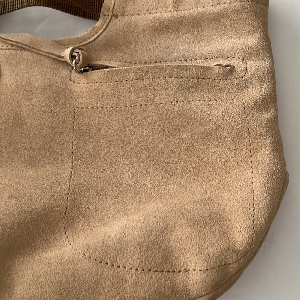 Apostrophe Mini Tan Suede Hand Bag - Picture 5 of 12
